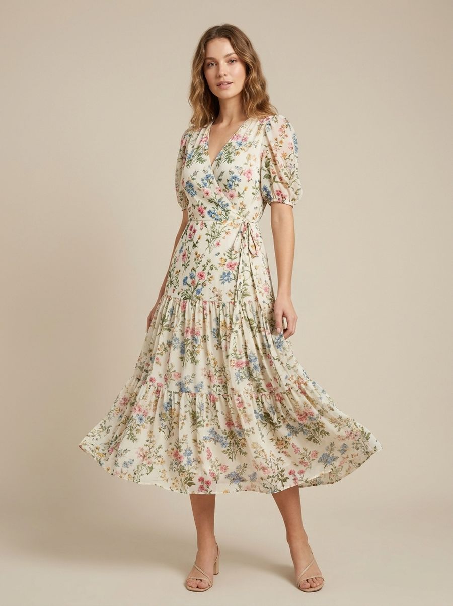 Meadow Wrap Midi Dress